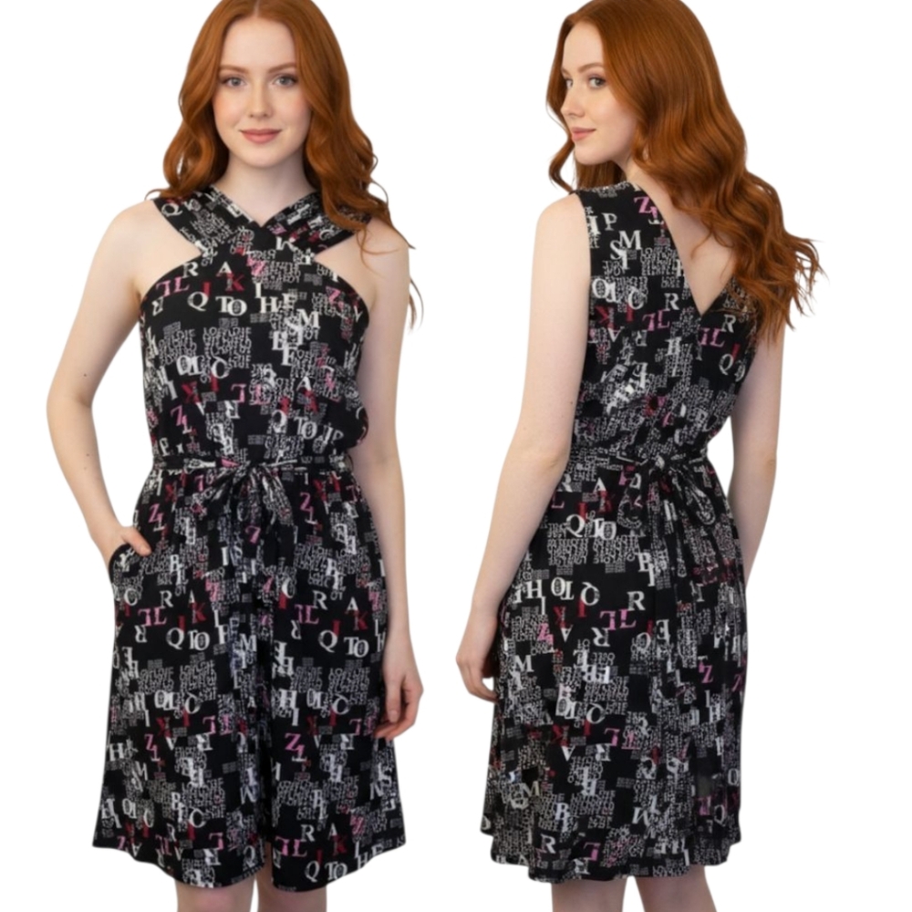 RACHEL ROY🔖NWT! "Print a Line" Halter Dress - Size 14